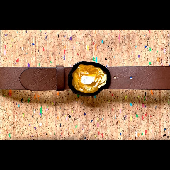 Another Line Accessories - ANOTHER LINE Wide Belt Yellow Geode Buckle